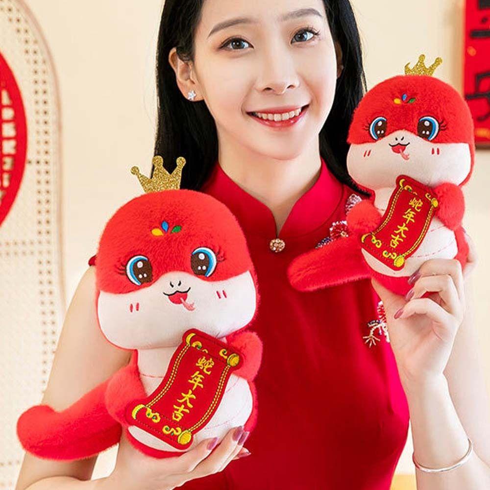 Stuffed Snake Year Mascot Toy Cute Lucky Snake Doll Plushies  Birthday Gifts
