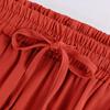 Women's Fashion Color Elastic Waist Skirt Loose Casual High Waist Tie Long Skirt