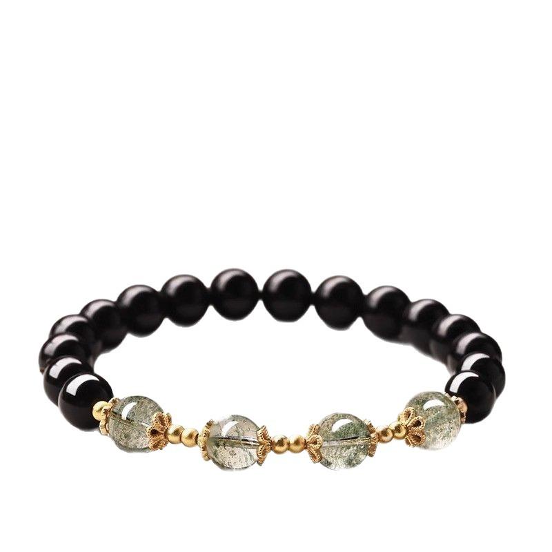 DJ Jewelry Natural Black Obsidian Green Phantom Quartz Bracelet Five-Shape Hydrating Natural Crystal Bracelet Women's Jewelry Gift