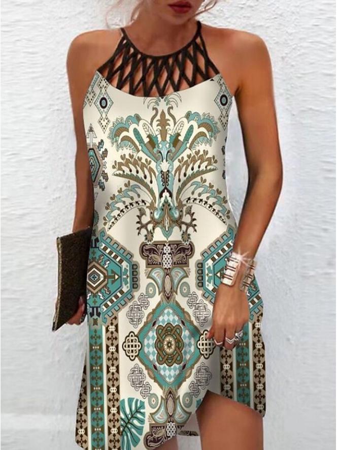 2023 Ethnischer Stil Mesh Ärmelloses Freizeitkleid für Damen - Europäische & Amerikanische Frühjahr/Sommer Kollektion