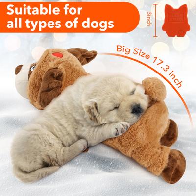 Christmas Eve Elk Bear Toy Dog Heartbeat Toy  Stuffed for Dogs.Dog Comfort Cat Toy for Sleep Aid Cuddle,