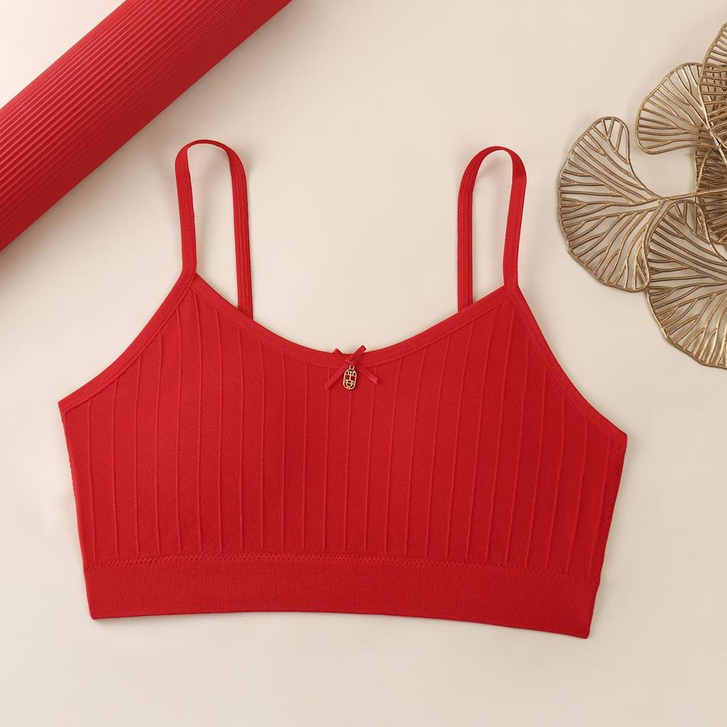 Seamless Red Junior Sports Bra - Comfortable, Breathable, Wire-Free