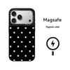Black and White Polka Dot Floral MagSafe Case for iPhone 15 Pro Max