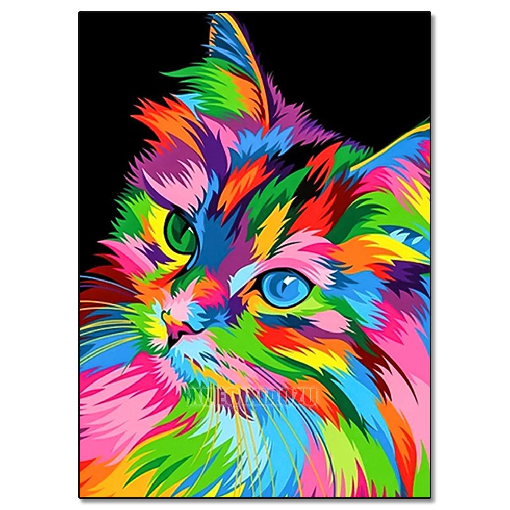 Peinture au Diamant 5D DIY Animaux Lion Chat Tigre Kit de Point de Croix Broderie Diamant Ronde Complète Mosaïque Artistique Image de Strass