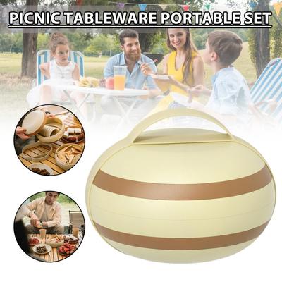 New Camping Collapsible Picnic Tableware Basket with Lid Foldable Storage Basket