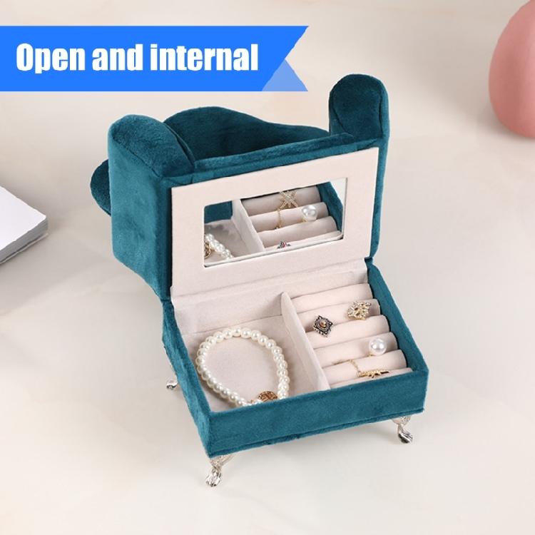 Velvets Jewelry Organizers Portable Sofa Shape with Partitioned Sections Space Saving Jewelry Travel Case for Easy Access