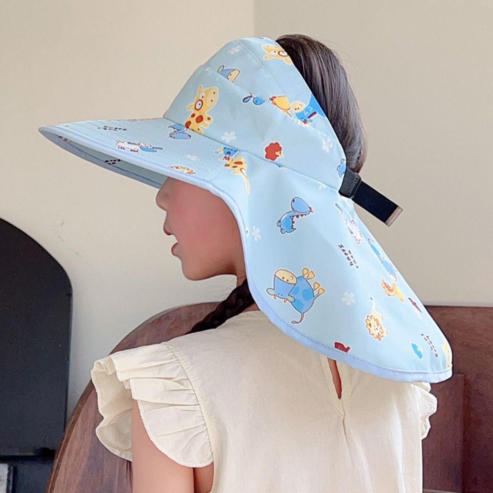 UV Protection Sun Cap Cartoon Print Beach Shawl Hat Summer Kids Bucket Hat