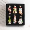 9 Pcs Christmas Ornaments Mini Resin Bear Tree Snowman Santa Xmas Tree Hanging Decoration for Winter Home Party Decor