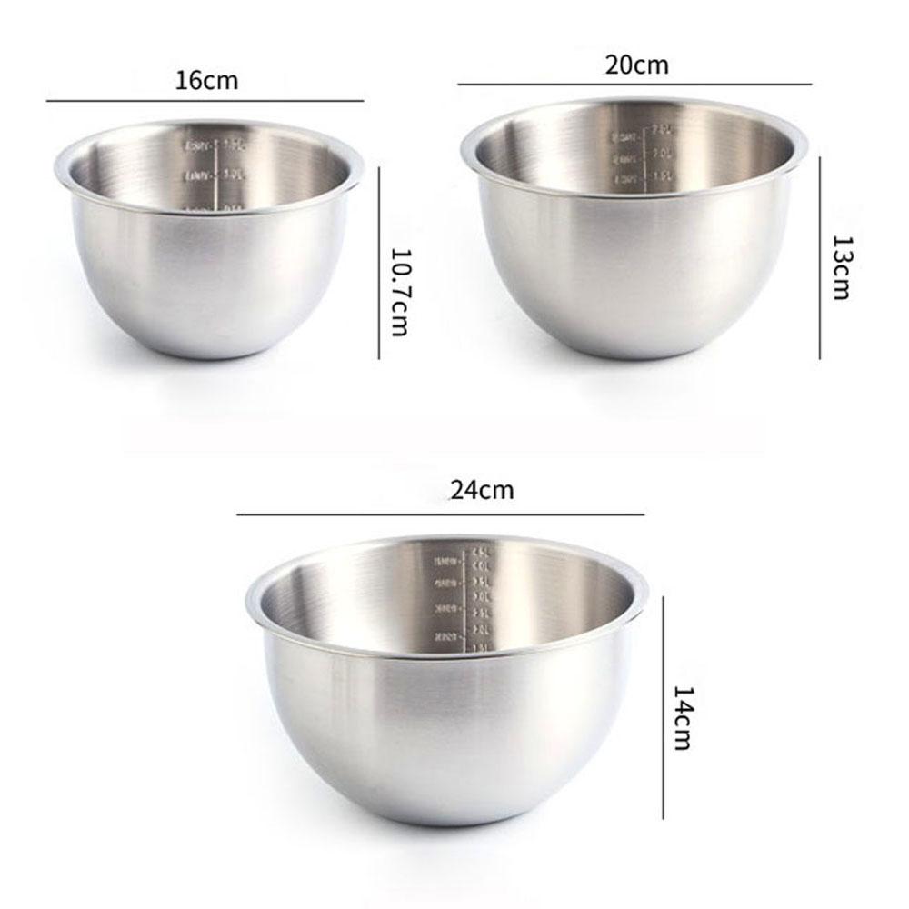 Non Slip Metal Sanding With Scale Kitchen Mixing Bowl Baking Tool Egg Whisking Pan Salad Bowl
