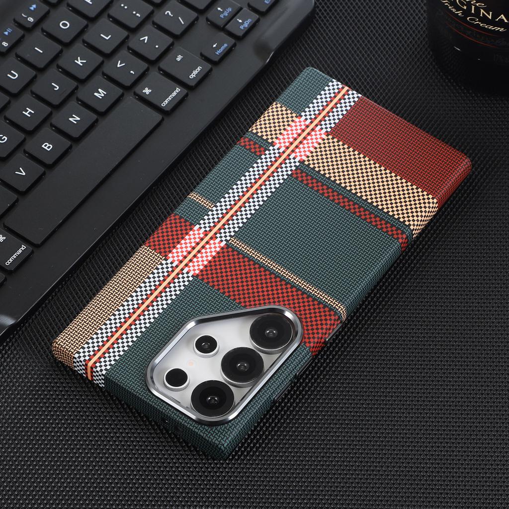 Business Slim Kevlar Carbon Fiber Pattern Case For Samsung Galaxy S26 Ultra S25 S24 S23 S22 Plus For Magsafe Skin-friendly Cover