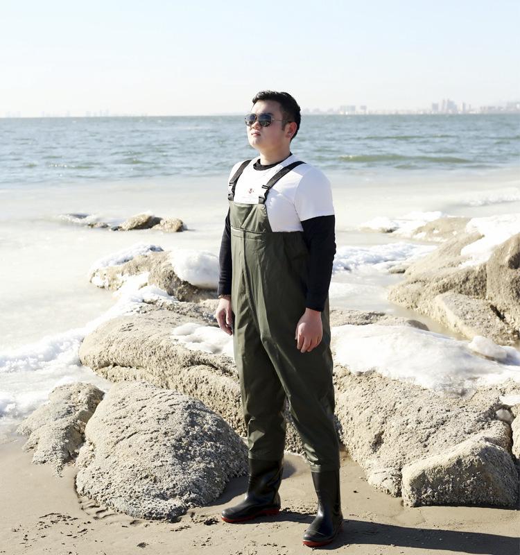 Insulated Waterproof Fleece-Lined Waders: Half-Body, Full-Body, Wear-Resistant Fishing Pants with Leather Reinforced Crotch
