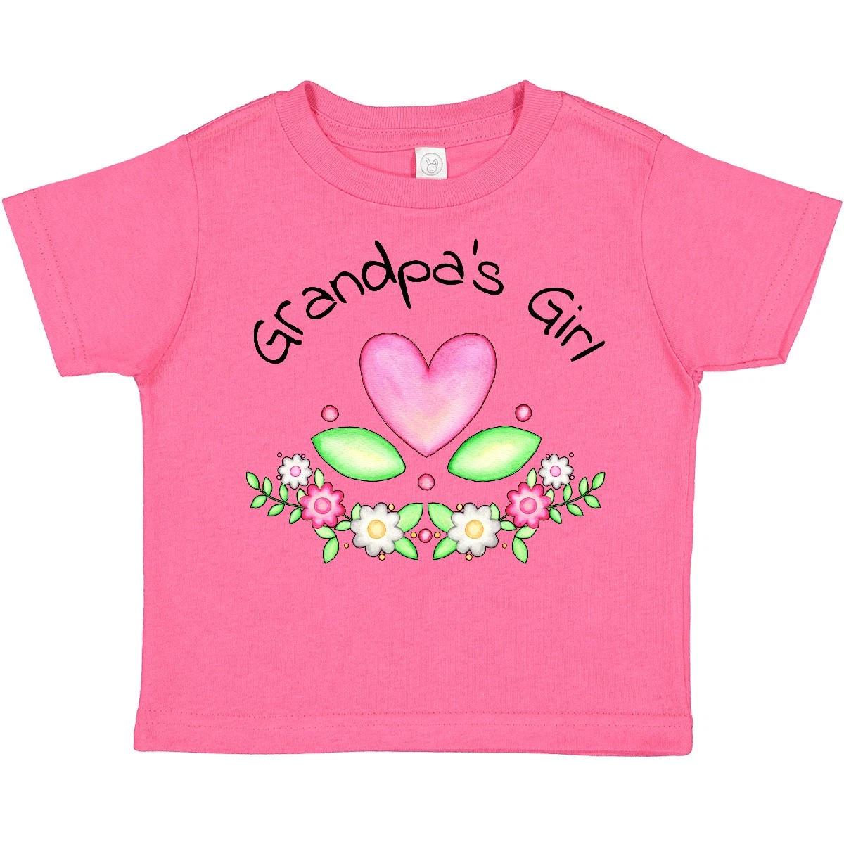 Inktastic Grandpa s Girl- Heart Flowers Toddler kids boys T-Shirt Family Cute Grandpa New 110