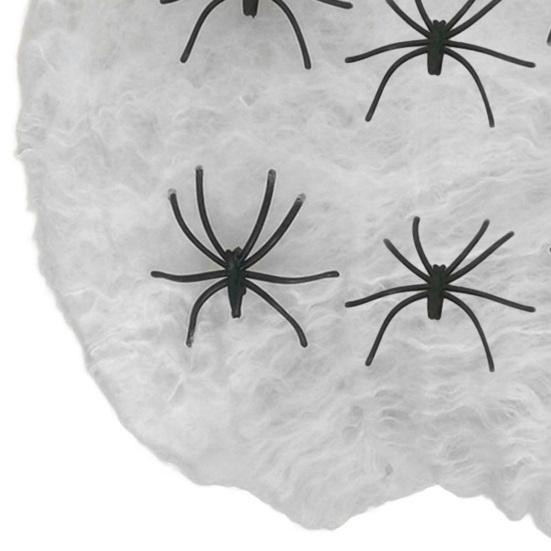 Halloween Decoration White Spider Web Stretchable Cotton Cobweb Decor with 100 Plastic Spiders Safe Indoor Halloween Props