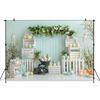 Mocsicka Spring Background Photography Carrot Flower Blue Green Wood Board Wall Party Decor Birthday Easter Egg Backdrop Studio
