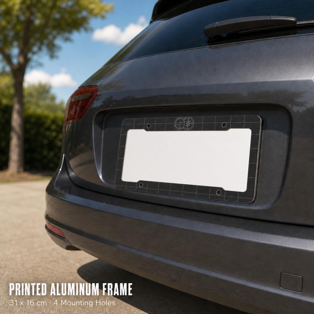 Metal Tag Frame Auto License Bracket Graphite Steering Wheel Icon Aluminum Print Car Custom Print