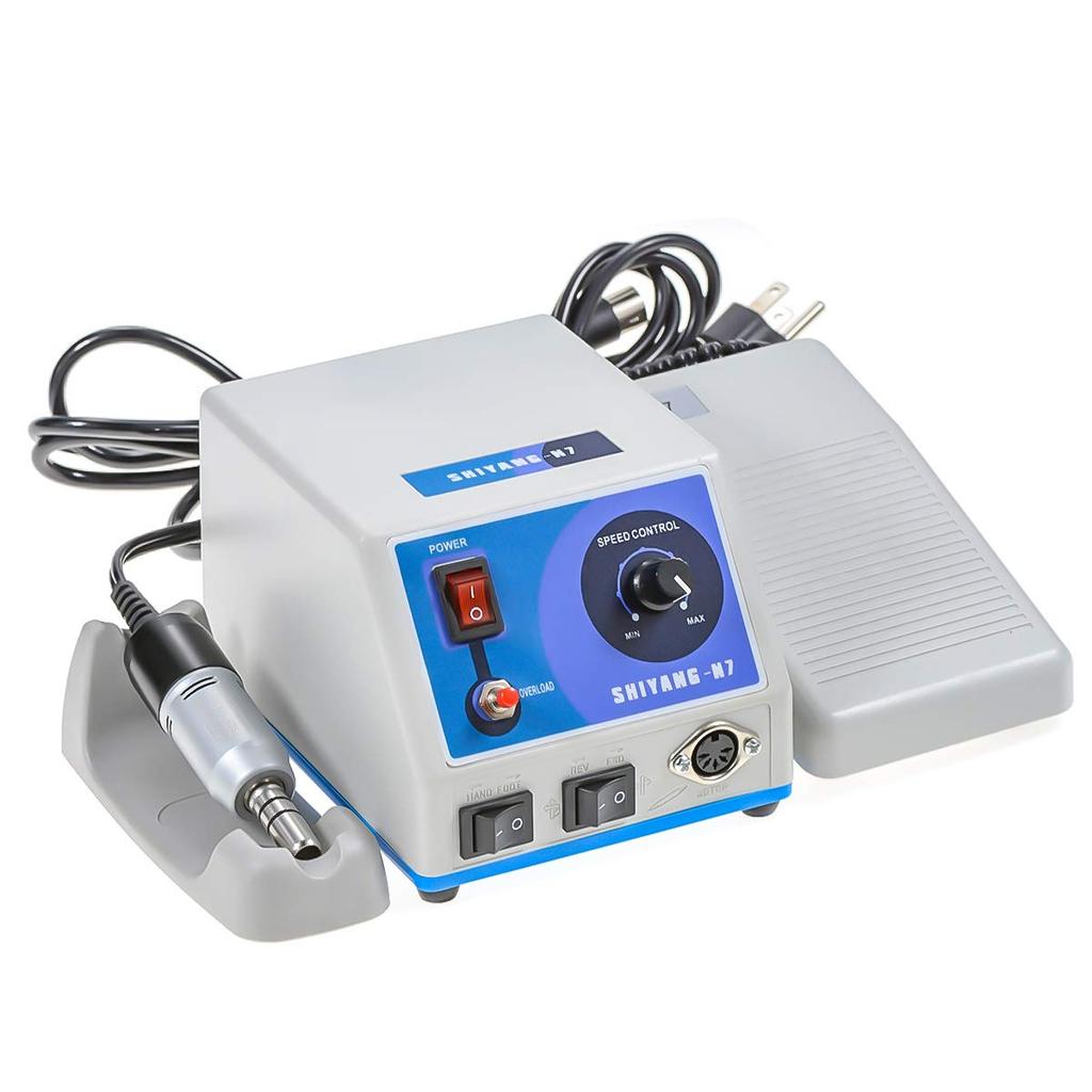 EUSTOMA Micromotor Tabletop Model with Foot and Polishing Tool for Wood Jewelry and Shell Ideal for Laboratory Work System, Glider, 35,000 RPM, N7+E,