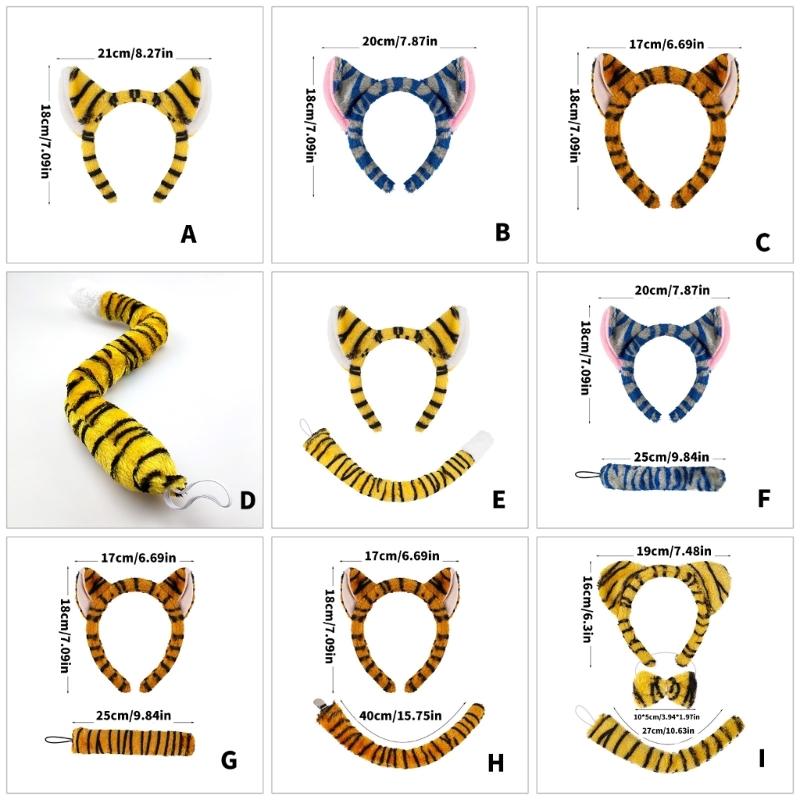 Animal Tigre Costumes Tigre Ears Headband Tail Bowtie Animal Fancy Costume Kits Halloween Cosplay Party Accessories