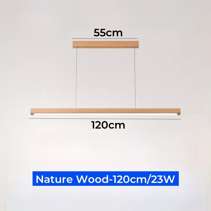 Nordic Wooden LED Pendant Lamp Simple Dimmable Ceiling Chandelier Dining Room Kitchen Table Long Strip Hanging Lighting  Fixture