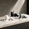 Simple Aesthetic Room Decor 3D Printed Geometric Cat Figurine, Minimalist Desktop Sculpture for Lovers, Modern Home Ornaments Nordic Style Small