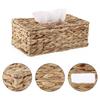 Handmade Water Hyacinth Storage Basket for Tissues Woven Paper Towel Box with Lid Natural Home Decoration