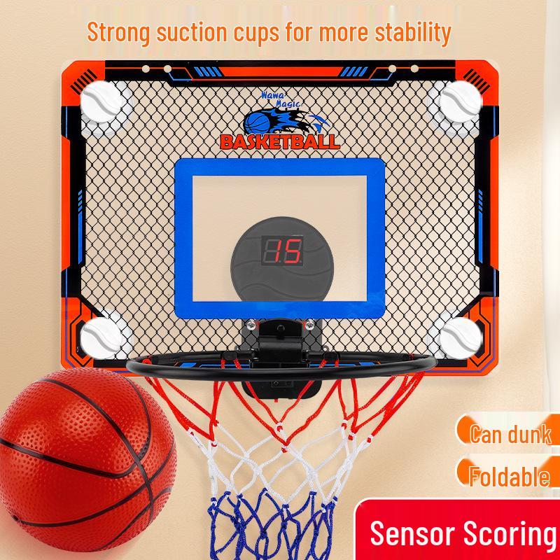 Transparent Basketball Hoop for Kids with Scoreboard, Wall-Mounted, No-Drill, Door Hanging Indoor Slam Dunk Backboard.