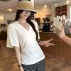 V-Neck Soft, Skin-Friendly Short-Sleeve T-Shirt with Back Waist Tie - Women's Summer 2026 New Style