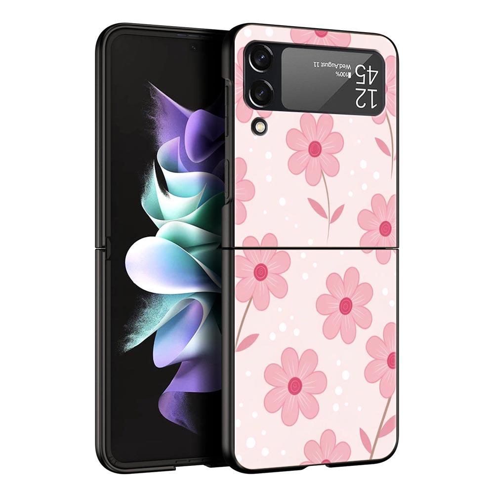 Handyhülle für Samsung Galaxy Z Flip 3 4 5 6 7 Faltbar Für Samsung Z Flip4 Flip5 PC Hartschalenhülle Stilvolles Design mit Blumenmuster