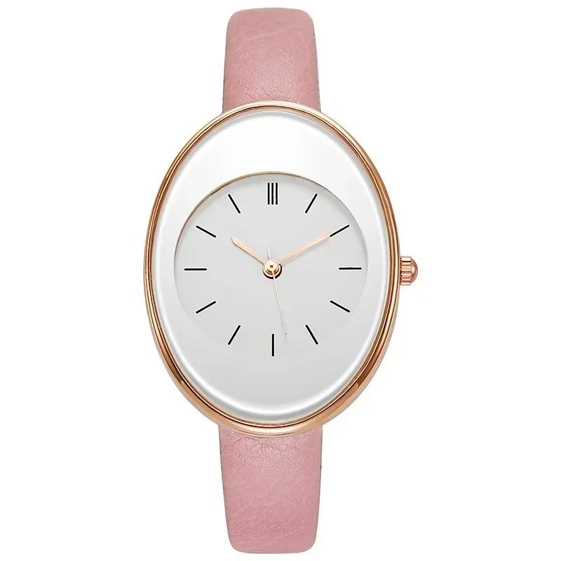 Minimalist Oval Women Watches Simple Elegant Ladies Wrist Watch Quartz Leather Female Clock Reloj Mujer Relogio No Bracelet