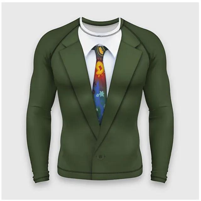 Suit Imitation 3D T-shirt For Men's Street Hip-hop Cosplay Funny And Personalized Round Neck Long Sleeved Fashion Casual New Top