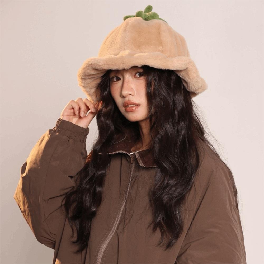 Tomato Winter Fisherman Hat Rolled-up Beanie Hat Cute Plush Bucket Hat  Outdoor