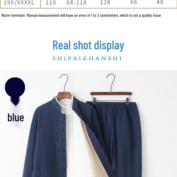 Men's Chinese Tang Suit: Cotton Linen Three-Piece Set with Stand Collar - Zen Meditation Outfit for Spring and Autumn