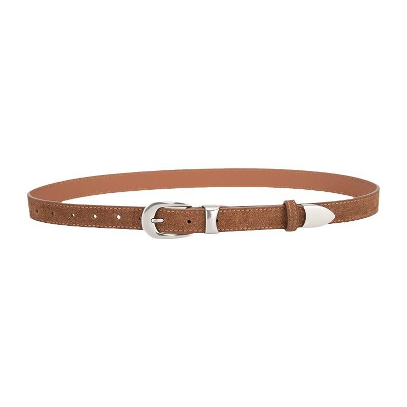 Fashion Belt Women's Korean Style Matte Reverse Velvet Versatile Jeans Decoration Personalized Retro Fashionable Genuine Leather Belt for Women