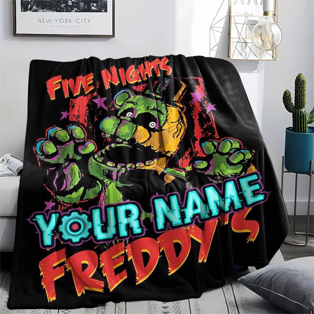 1PC Fnaf Celebration Custom Name Patterned Flannel Blanket Suitable For All Seasons For Home Decor Warmth And Comfort Gifts Holiday Present