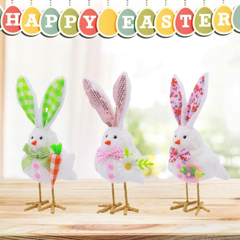 Multicolor Easter Bird Doll Flower Fairy Elf Plush Bunny Ear Bird Doll Spring Festival Supplies Cartoon Bird Doll Easter Party