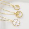 Zircon-studded Rare Vintage-style Shell-shaped Sun Pendant Necklace