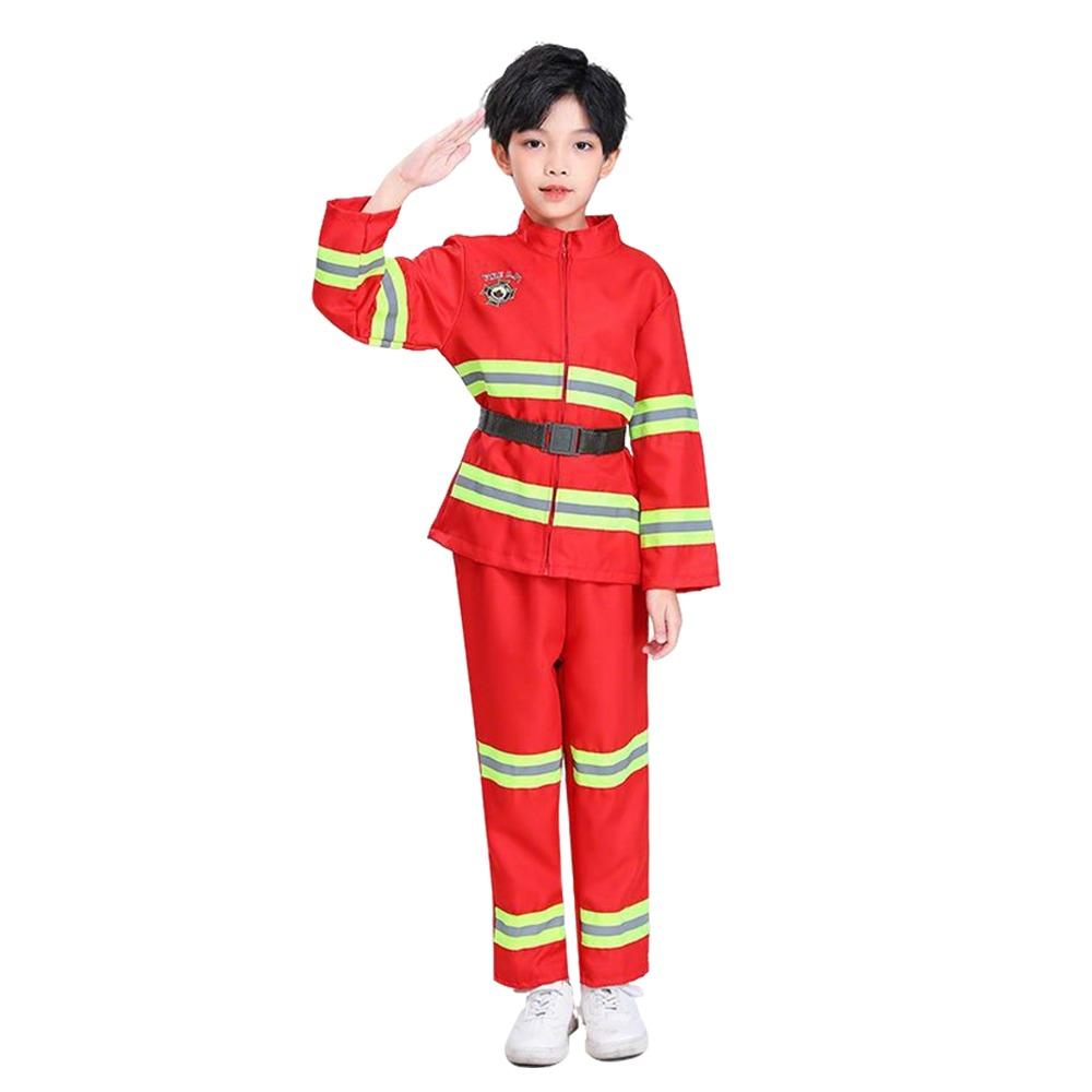 

Work Clothing Kids Firefighter Costume Party Costume Role Play Costume Kids Boys Girls 140CM червоний