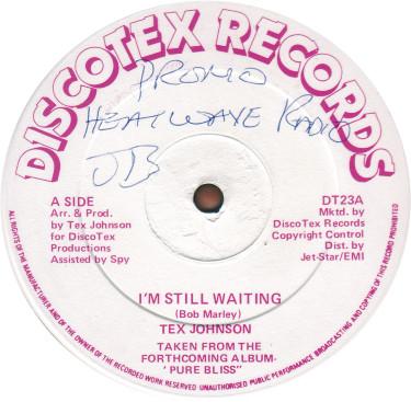 

12-дюймовая пластинка TEX JOHNSON - I m Still Waiting DT23 Discotex Record Регги, Ска и Даб Б/У