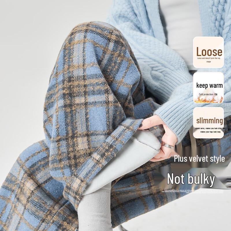 

Женские клетчатые брюки широкого кроя на флисовой подкладке Handu Yishe S