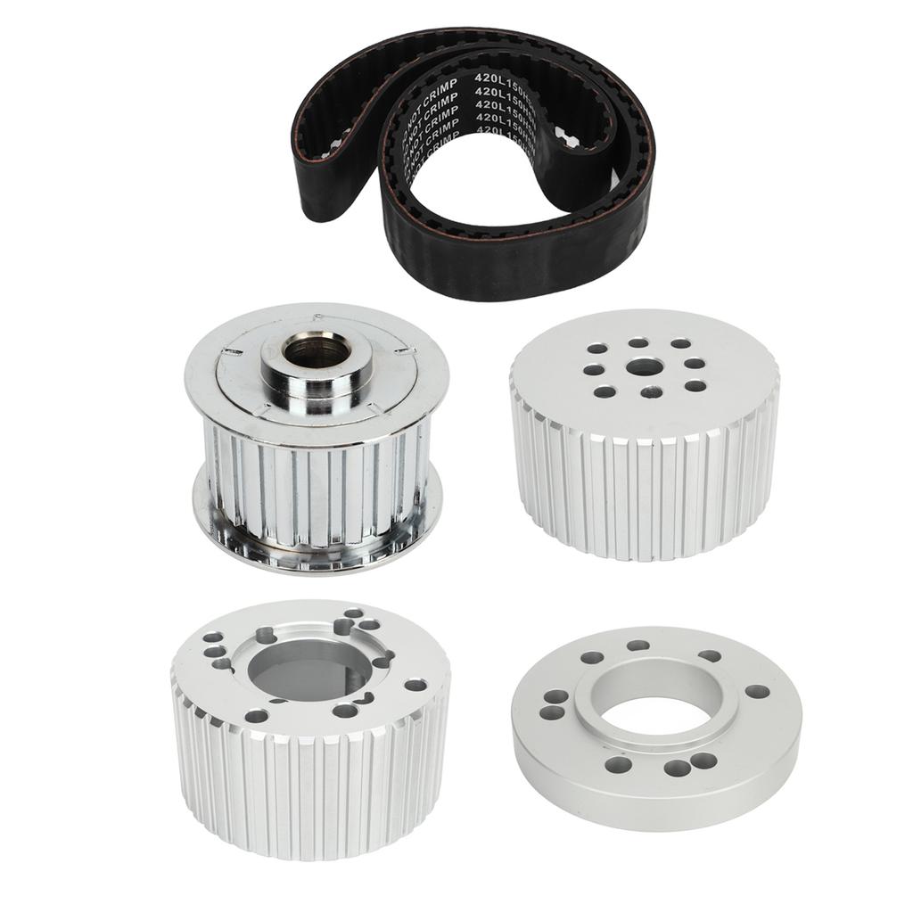 Belt Pulley Kit with 1.5in Width Cogged Belt PC2258 Replacement For Big Block 383 400 413 440 Engine Silver
