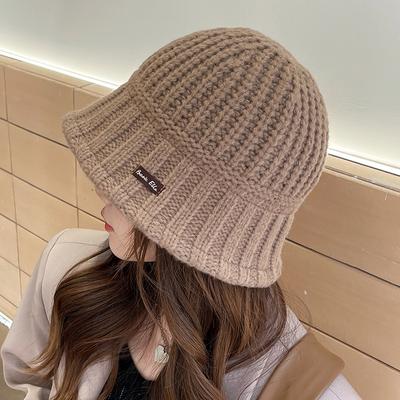 Cappello da pescatore coreano Autunno/Inverno Coreano Ago spesso Retro Splicing Cappelli lavorati a maglia Bacinella Moda giapponese Cappello caldo