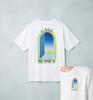 Camiseta Unisex de Manga Corta con Estampado de Arco Blanco de Alta Calidad para Mujer Verano Playa Streetwear Manga Corta Cuello Redondo Tops Casuales 2026