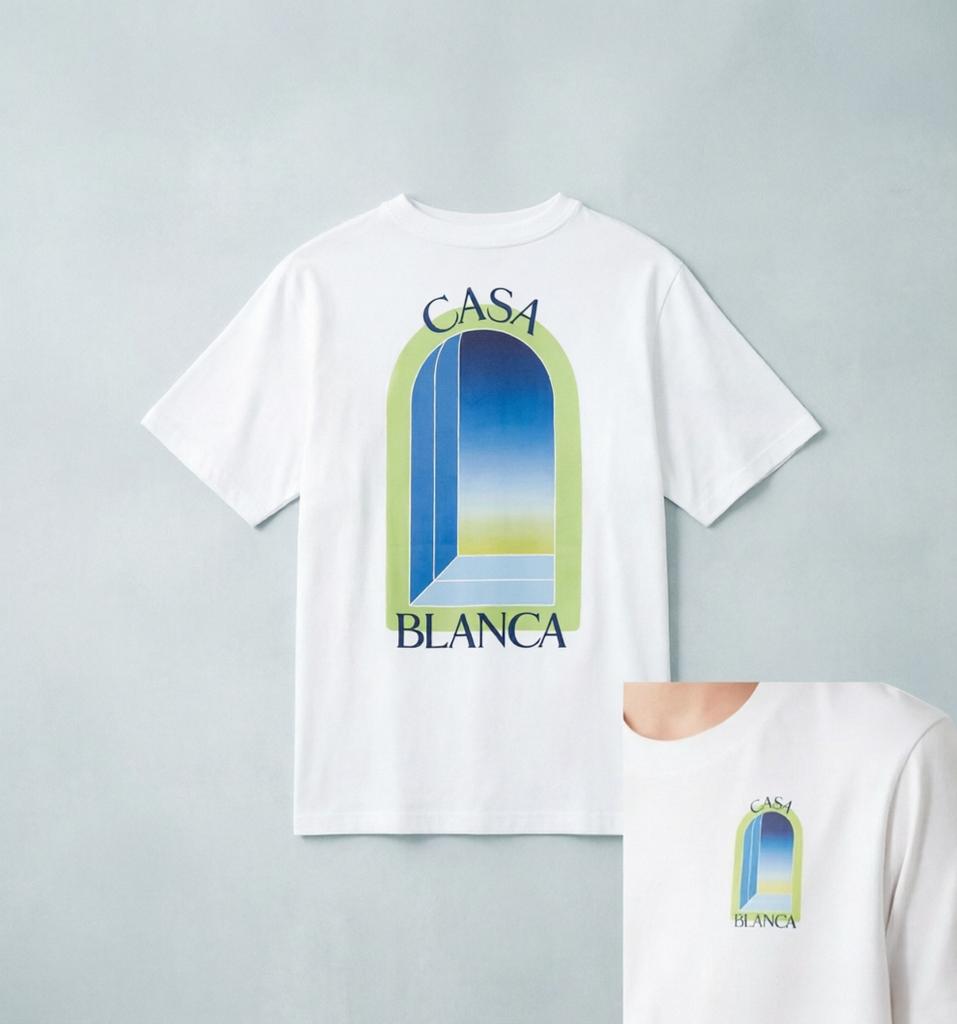 Camiseta Unisex de Manga Corta con Estampado de Arco Blanco de Alta Calidad para Mujer Verano Playa Streetwear Manga Corta Cuello Redondo Tops Casuales 2026