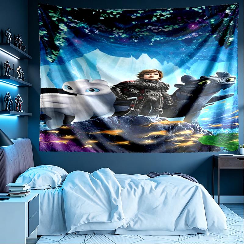 How to Train Your Dragon Print Tapestry, Lightweight Wall Hanging, for Bedroom, Dorm, Living Room, Home Art Decor, Birthday Christmas Gift for Friends