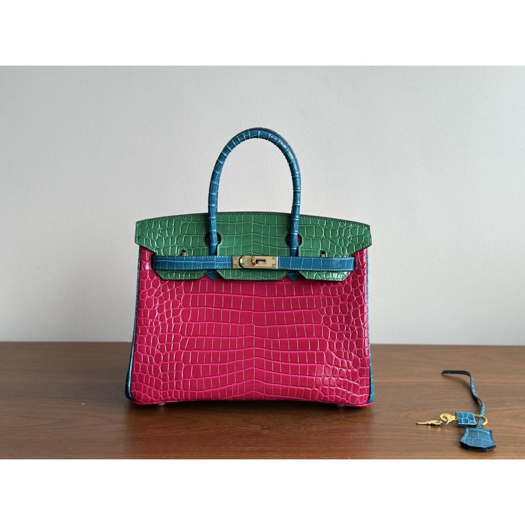 Kazilan color-blocking inseam version of crocodile pattern high-end hand-held platinum bag women's cross-border fashion versatile women's bag