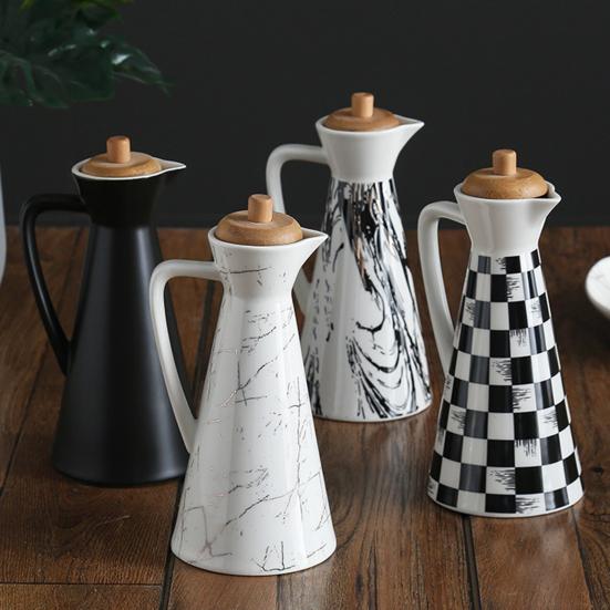 400/800ml Keramická láhev na dávkování oleje Prachotěsný design Ručně vyráběná keramika Nádoba na olej pro vaření v kuchyni Olivový olej Sójová omáčka Ocet Karafy Skladování