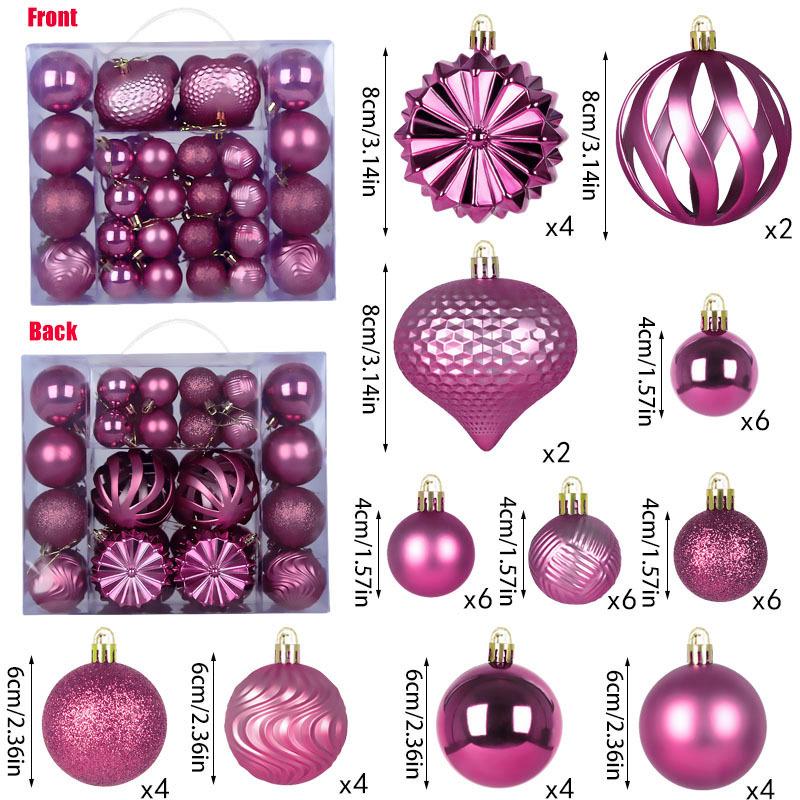 48-Piece Irregular Christmas Ball Ornament Set - 4, 6, 8cm Shiny Decorations