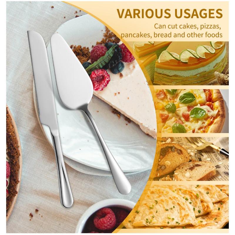 2PCS Stainless Steel Pizza Knife Wedding Birthday Potluck Cake Knife Shovel Baking Set Cut Toast Serrated Bread Knife