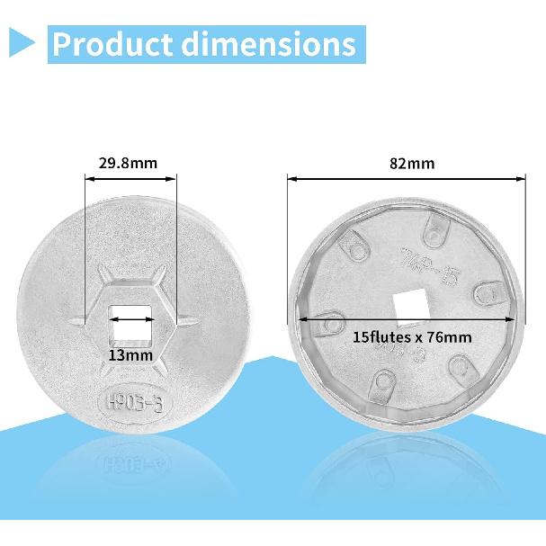 74mm 15 Flute Oil Filter Wrench, Cap Type Oil Filter Removal Tool Aluminum Oil Filter Cap Wrench for Cars (Model 903-3)