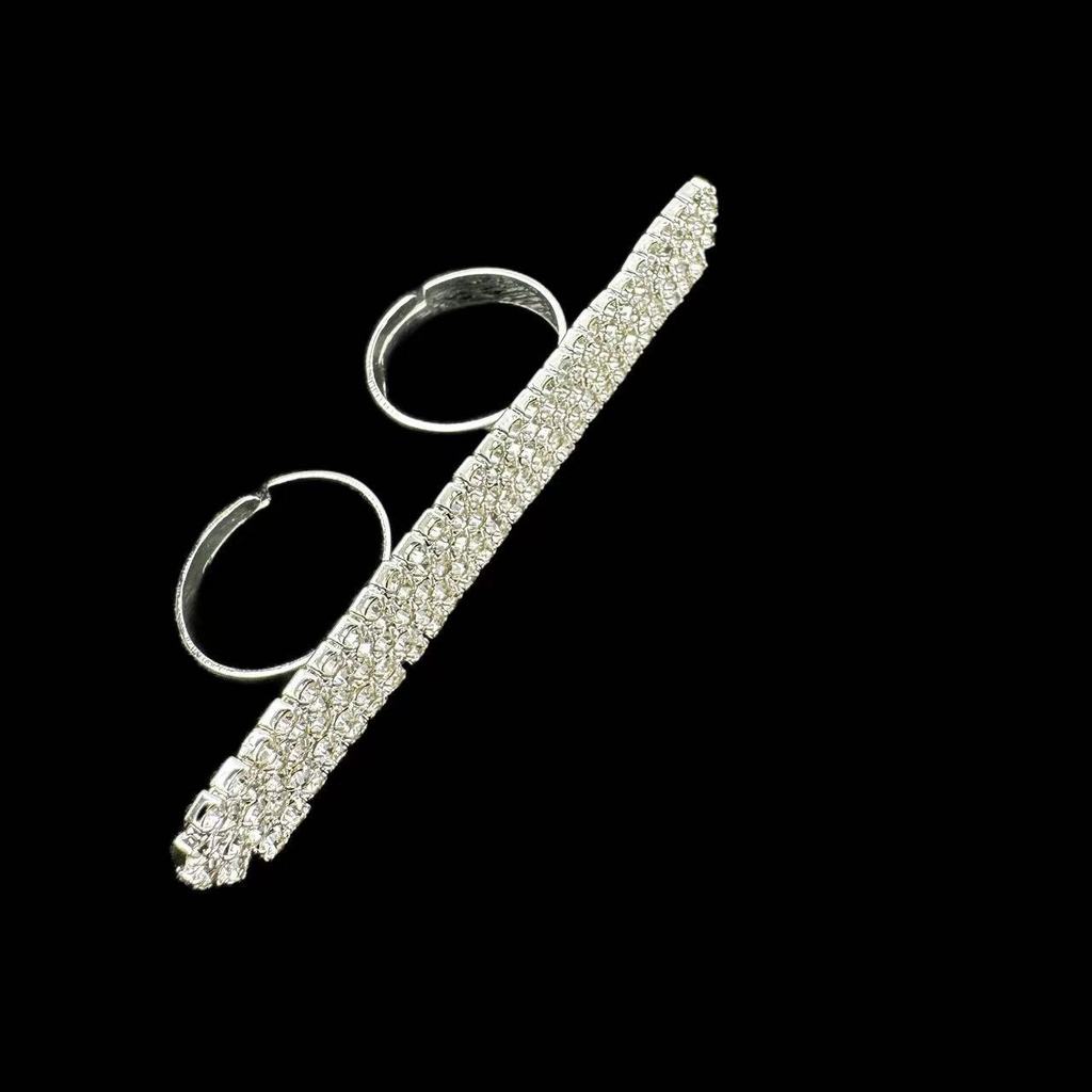 Geometric Double Loop Ring With Water Diamond Adjustable Fashion Jewelry For Women StyleA