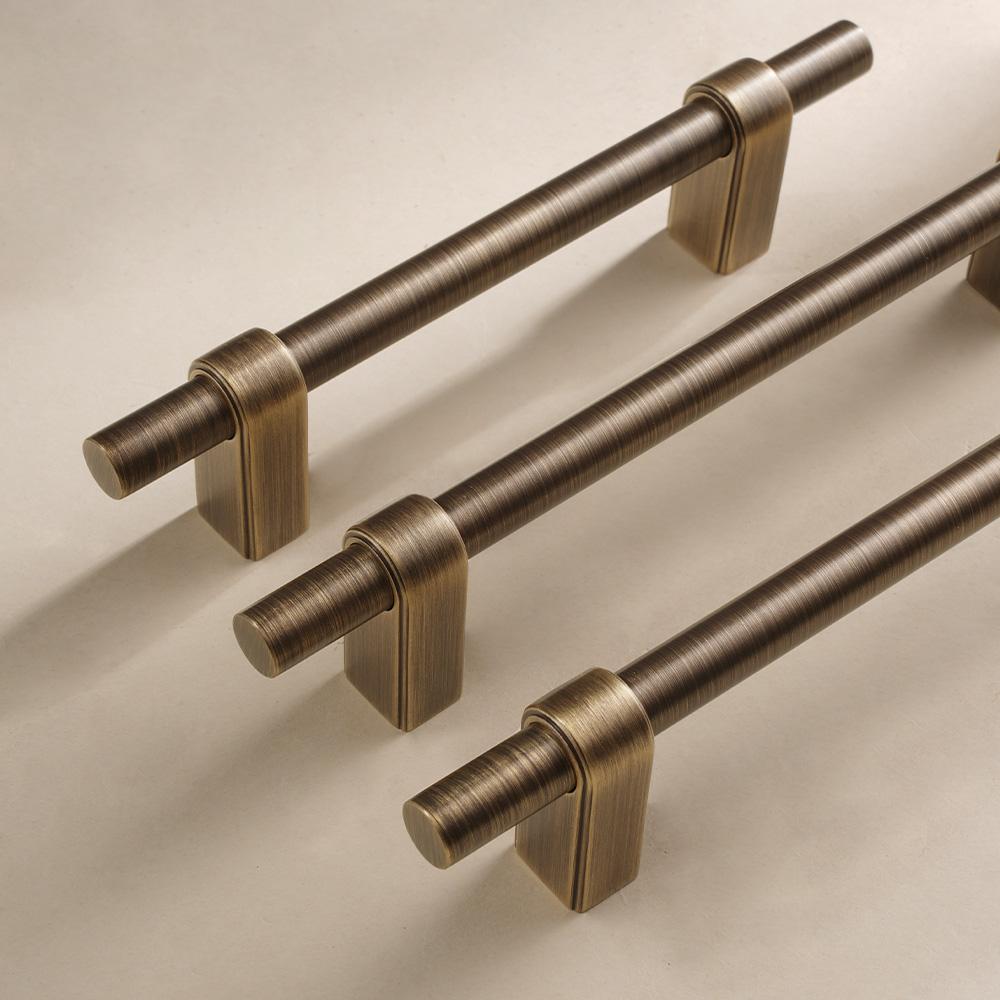 Dooroom Solid Brushed Brass Furniture Handles Modern Industrial Style Cupboard Wardrobe Dresser Shoe Drawer Cabinet Knobs